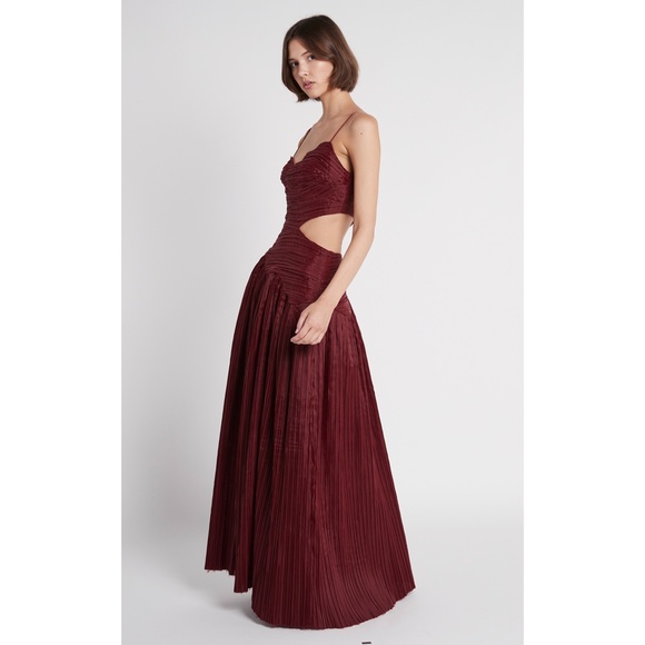 NEW Aje Laurier Wave Maxi Dress Burgundy 2 US - Picture 7 of 17